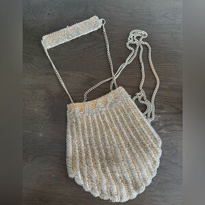 Zara Shell Clutch/Event bag (Silver and Gold Beaded bag)